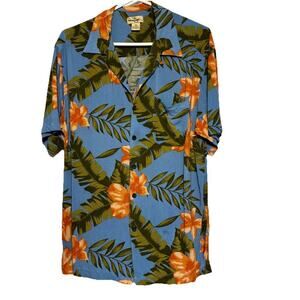 Panama Jack Mens Hawaiian Shirt Multicolor Floral Short Sleeve Pocket Large